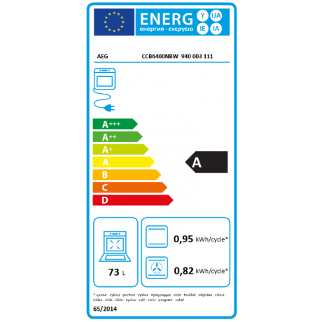 AEG CCB6400NBW Κουζίνα Κεραμική 73lt 60cm Λευκό AEG CCB6400NBW Κουζίνα Κεραμική 73lt 60cm Λευκό